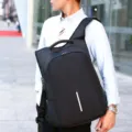 Black Anti-theft Business Backpack for Men, Sleek Commuter Travel Laptop Bag with Reflective - 17 Inch Black