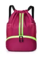 Colorblock trekkoord rugzak sport fitness gym tas vrijetijdsbesteding outdoor reistas. - Rozerood