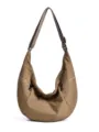 Minimalist casual large capacity croissant crossbody bag, soft lightweight dumpling underarm bag. - Coffee