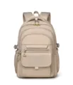 Minimalist Japanese Style Large Capacity Canvas Backpack for School Students in Beige Variant - Khaki