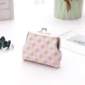Mini plaid kiss-lock coin purse, cute fabric clasp pouch for small items, earphone bag. - Pink and Yellow Large Plaid