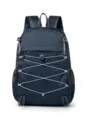 Lightweight foldable travel backpack with bungee cords, casual sports daypack for outdoor. - Dark Blue
