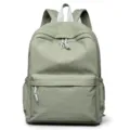 Casual sage green backpack for daily use, spacious student school bag with multiple pockets. - Light Green