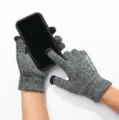 Gants tactiles tricotés hiver chaud antidérapant cyclisme en plein air gris noir. - Taille unique / Lettres et points gris-blanc