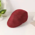 Casquette plate rouge en lin imitation, style rétro britannique, chapeau d'été décontracté. - Taille unique / Rouge