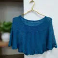 Blue knitted hollow shawl summer women fashion crochet cape elegant breathable beach cover up - Blue with Brooch Pin