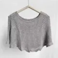 Grey knitted hollow-out cape detail, elegant summer shawl for sun protection and outfit. - Grey with Brooch