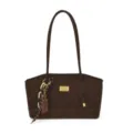 Sac cabas épaule marron pour femme, grand sac fourre-tout de travail avec serrure et pendentif. - Avec Pendentif / Café
