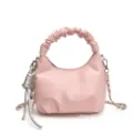 Koreanische Nische Rosa Plissierte Handtasche Stilvolle Umhängetasche mit Kette Damen - Rosa