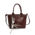Sac a main retro rouge vin pour femme en cuir vernis sac bandouliere chic sac seau decontracte - Avec Pendentif / Rouge