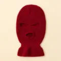Knit balaclava 3-hole ski mask winter windproof face cover warm tactical cycling headwear - Red