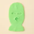Neon green knitted balaclava ski mask winter warm windproof 3-hole face cover outdoor cycling - Green