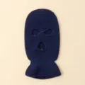 Vista detallada del pasamontañas de punto azul oscuro con textura térmica fina. - Azul marino
