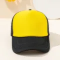 Yellow and black mesh trucker hat detail, foam front panel, curved brim, casual streetwear style. - M (56-58cm) / Black+Yellow