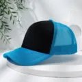 Color-block foam trucker hat mesh baseball cap for men and women summer outdoor sun protection. - M (56-58cm) / Light Blue & Black