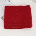 Close-up view of a cozy red knitted neck warmer with textured stitch pattern detail. - No. 30 Wine Red Corn Texture