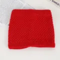 Detailed close-up view of the cozy red knitted winter neck warmer showing soft texture. - No. 27 Red Corn Ribbed Knit