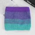 Winter knitted neck warmer in purple and turquoise stripes, soft and windproof for outdoor wear. - No. 5 Gradient Blue & Purple
