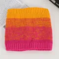 Detailed view of the colorful knitted neck warmer, showing soft texture and vibrant gradient. - No. 6 Gradient Orange & Rose Red