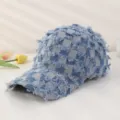 Casquette de baseball en jean à carreaux frangés pour femme homme, style streetwear. - M (56-58cm) / Damier à bords effilochés bleu clair