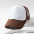 Brown and white mesh trucker hat, casual unisex snapback baseball cap for outdoor summer. - M (56-58cm) / Coffee & White