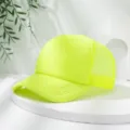 Neon green foam trucker hat, breathable mesh back, snapback baseball cap for summer outdoor. - M (56-58cm) / Neon Yellow