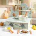 Hölzernes Kochspielzeug Set mit Herd Töpfen und Lebensmittelzubehör für Kinder. - Simulation Küche