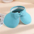 Chapeau de soleil en paille pliable pour femme, visière de plage à large bord pour voyage. - M (56-58cm) / Bleu ciel