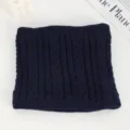 Dunkelblauer gestrickter Halswärmer Winter thermischer dicker Fleece Schal für Outdoor - Nr. 22 Dunkelblau Groß Zopfmuster