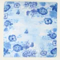 Blauer floraler quadratischer Seidenschal elegante Halstuch Damen Fruehling Herbst Accessoire - #4 Blaues Rosen-Blumenmuster 70