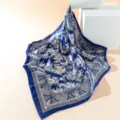 Blaues Paisleymuster Satinseidentuch, elegantes professionelles Halstuch für Damen und Stewardess. - #6 Königsblaues Paisley-Muster 90