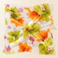 Gedrucktes quadratisches Seidentuch mit Blumen, elegantes grünes und oranges Design. - #14 Gelb-grüner Druck 50