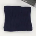 Dark blue winter knitted neck warmer, fleece lined windproof pull-over snood for winter. - No. 24 Navy Blue Vertical Stripes
