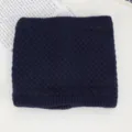 Cozy winter knitted neck warmer in dark blue, soft thermal snood scarf for cold outdoor weather. - No. 28 Navy Blue Corn Texture