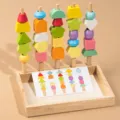 Montessori wooden 5-rod shape matching sorting block toy for toddlers sensory colors. - Montessori Geometric Sorting Box