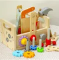 Kinder Holzwerkzeugkasten Spielzeug, Lernspielzeug Schrauben und Montage für Kinder. - Tragbarer Werkzeugkasten