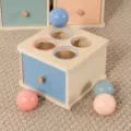 Montessori wooden object permanence box with colorful balls, educational toy for kids color shape. - Ball Dropping Box / 1 Piece/Pack