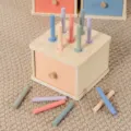 Montessori wooden sorting box educational toy for kids color shape cognitive matching block game - Stick Dropping Box / 1 Piece/Pack