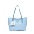 Sac cabas bleu clair pour femme avec étoiles argentées, élégant sac à main grand capacité. - Avec Pendentif / Bleu