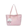 Sac cabas rose à motif étoiles avec charm cloud en peluche, sac bandoulière élégant et spacieux. - Avec Pendentif / Rose