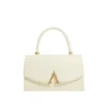 Witte mini handtas vierkant met handvat aan bovenkant gouden hardware en chique sluiting. - Wit