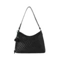 Sac bandoulière en cuir tissé noir sous les bras avec charmant pompon élégant pour le bureau. - Avec Pendentif / Noir