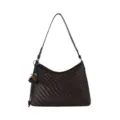 Sac à épaule tissé marron foncé sac hobo décontracté sac sous les aisselles variante - Avec Pendentif / Café
