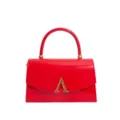 Rode lakleren handtas met gouden A metalen sluiting, stijlvolle kleine damestas voor dames. - Rood