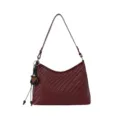 Sac à épaule tissé style coréen pour femmes, sac hobo bordeaux chic, élégant fourre-tout. - Avec Pendentif / Rouge