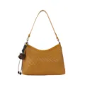 Sac à épaule tissé jaune sac bandoulière décontracté en cuir PU avec charm fleur mignon - Avec Pendentif / Jaune