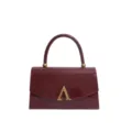 Bourgondische laklederen handtas, stijlvolle schouder- en crossbodytas met goudkleurige hardware. - Bordeauxrood