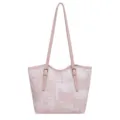Stylish pink tote bag for women, large capacity shoulder bag for daily casual commute use. - Pink