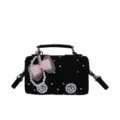 Sac à bandoulière à pois noirs avec pendentif nœud perle, joli sac carré rétro pour femme. - Avec Pendentif / Noir