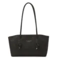 Sac cabas noir retro pour femme, grand sac d'epaule minimaliste avec poignee elegante et noeud. - Avec Pendentif / Noir